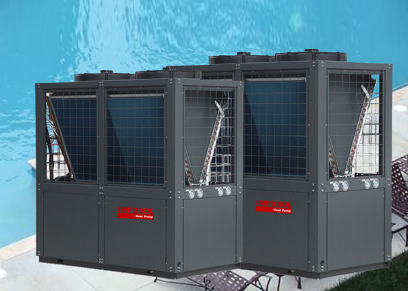 Коммерческий тепловой насос воздух-вода, 100 кВт / 120 кВт с фиксированной скоростью, обогрев/охлаждение плавательного бассейна